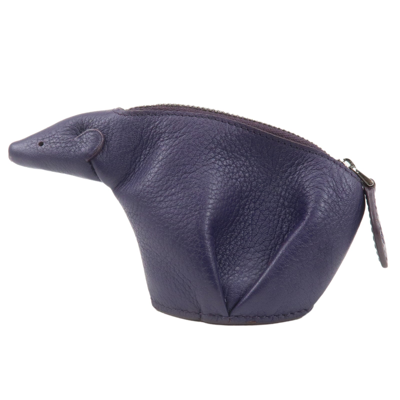 LOEWE Animal Collection Leather Bear Coin Purse Purple