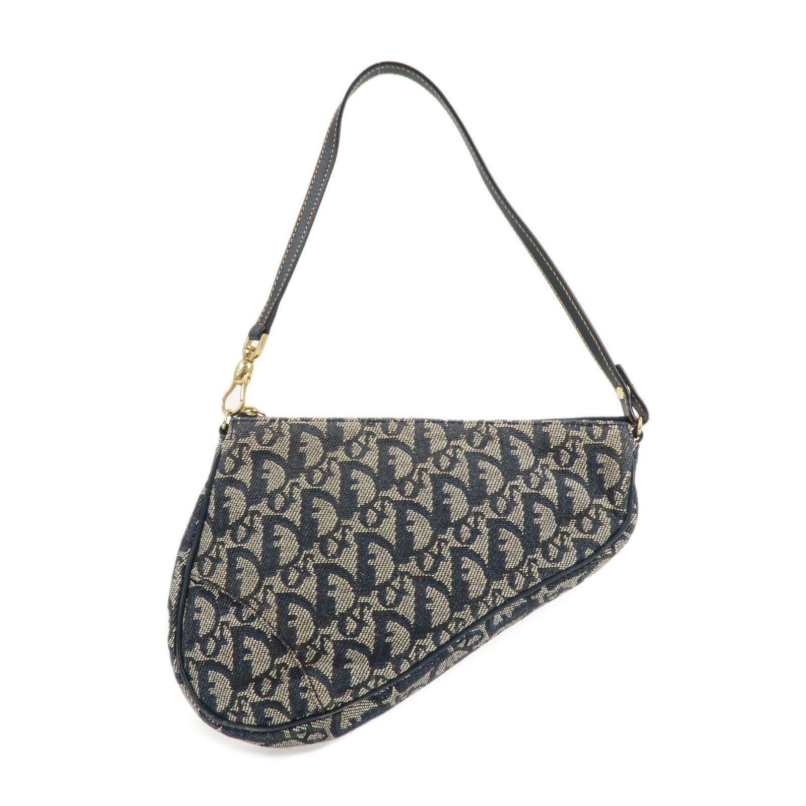 Christian-Dior-Trotter-Canvas-Leather-Mini-Saddle-Pouch-Hand-Bag