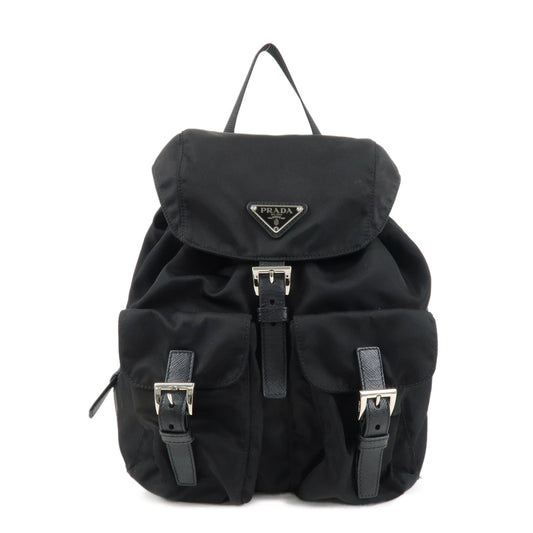 PRADA-Nylon-Saffiano-Leather-Rucksack-Backpack-Black