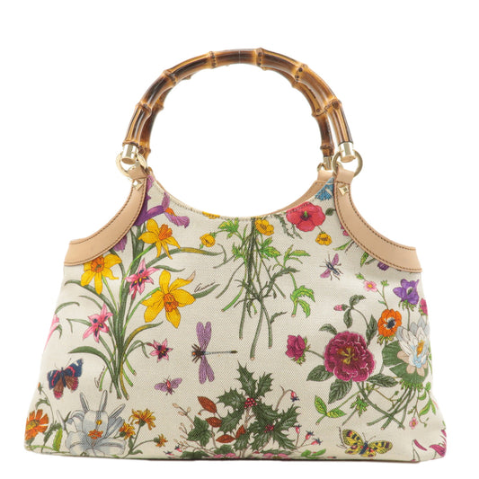 GUCCI-Bamboo-Canvas-Leather-Flora-Tote-Bag-Ivory-137395