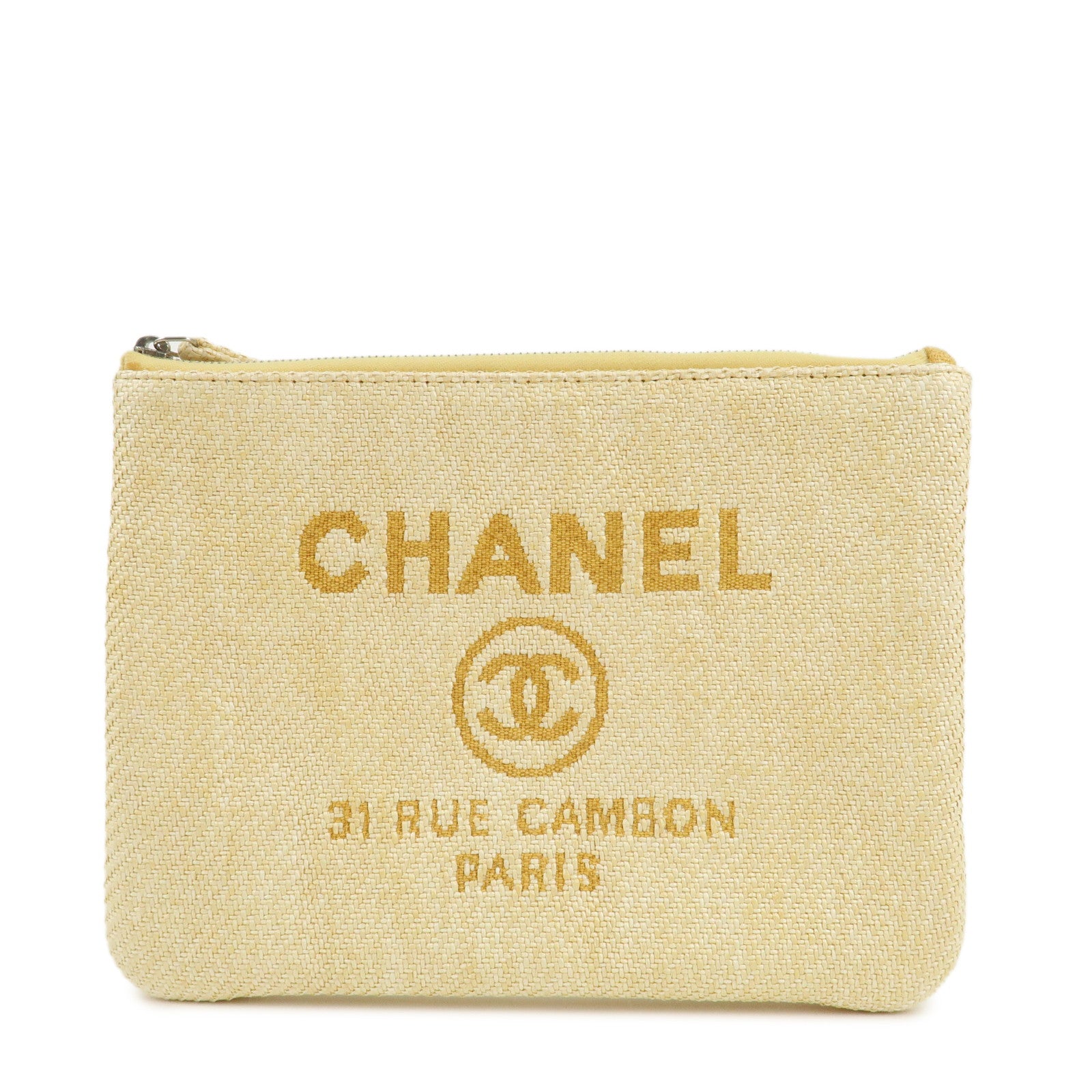 CHANEL-Deauville-Straw-Clutch-Bag-Pouch-Yellow-A80117