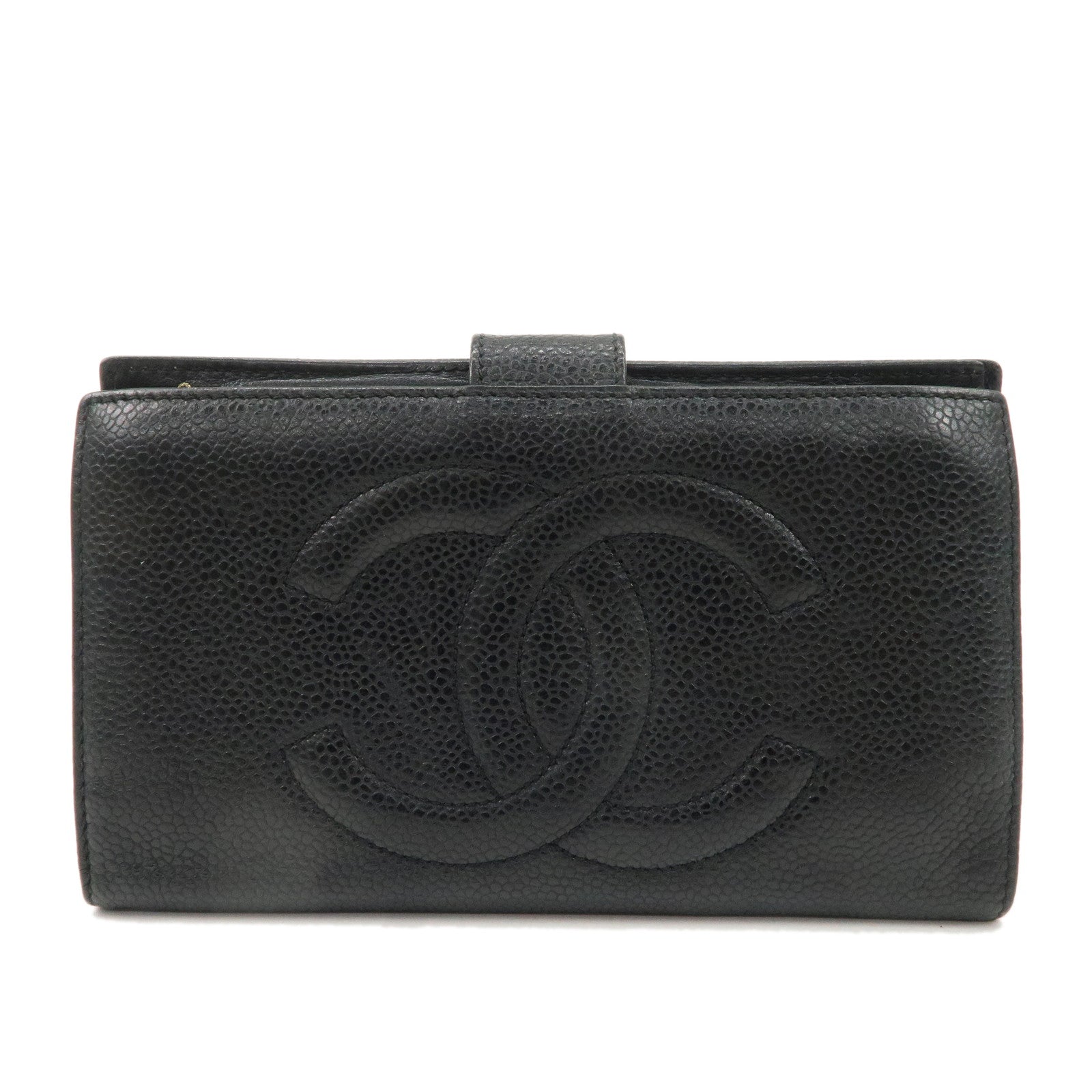 CHANEL-Caviar-Skin-COCO-Mark-Bi-fold-Wallet-Black-A01429