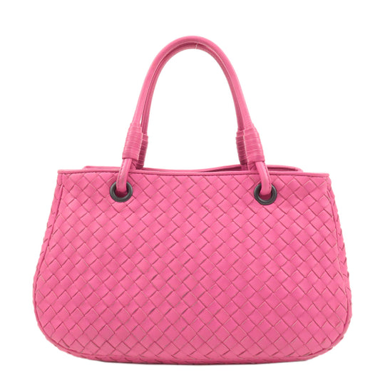 BOTTEGA-VENETA-Intrecciato-Leather-Handbag-Pink