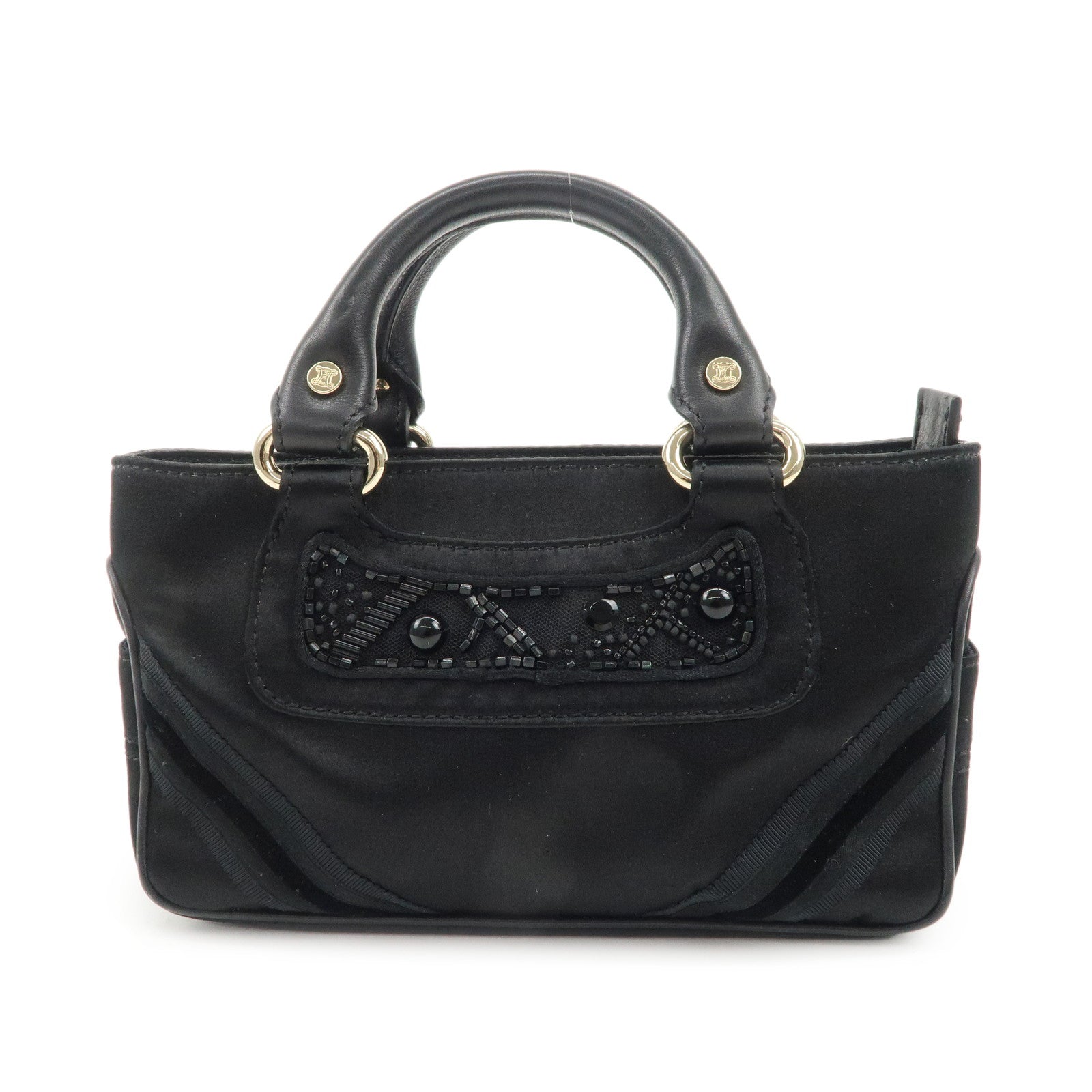 CELINE-Macadam-Satin-Leather-Mini-Boogie-Bag-Beads-Macadam-Stamp