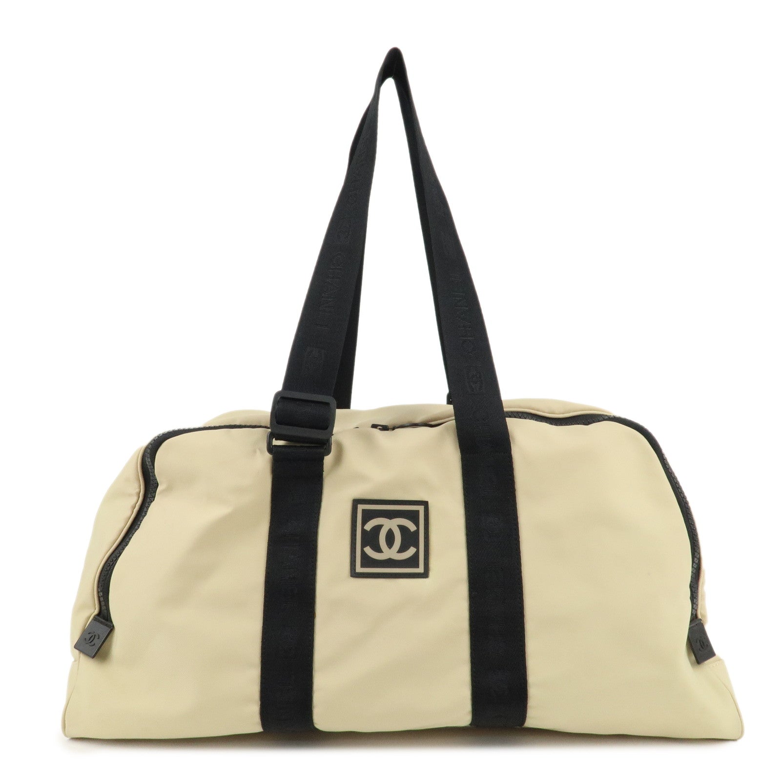 CHANEL-Chanel-Sport-Nylon-Boston-Bag-Beige-Black-A19977