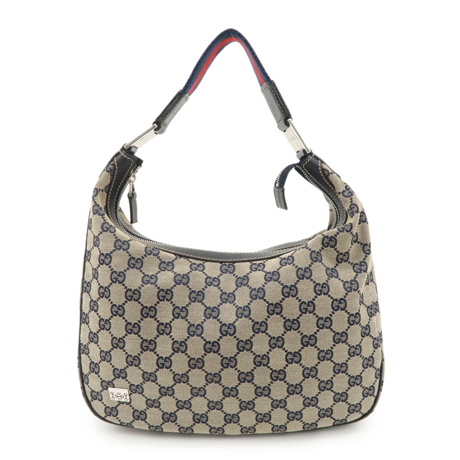GUCCI-Sherry-GG-Canvas-Leather-Shoulder-Bag-Beige-Navy-145757