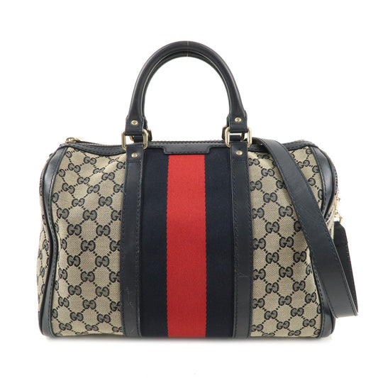 GUCCI-Sherry-GG-Canvas-Leather-2Way-Boston-Bag-Navy-247205