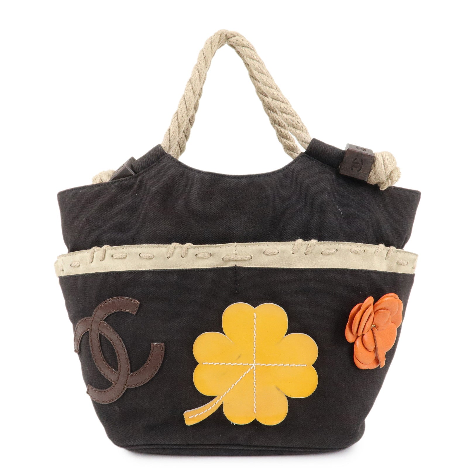 CHANEL-COCO-Mark-Camellia-Canvas-Suede-Tote-Bag-Black-A21385