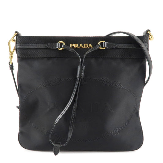 PRADA-Logo-Nylon-Saffiano-Leather-Shoulder-Bag-Black