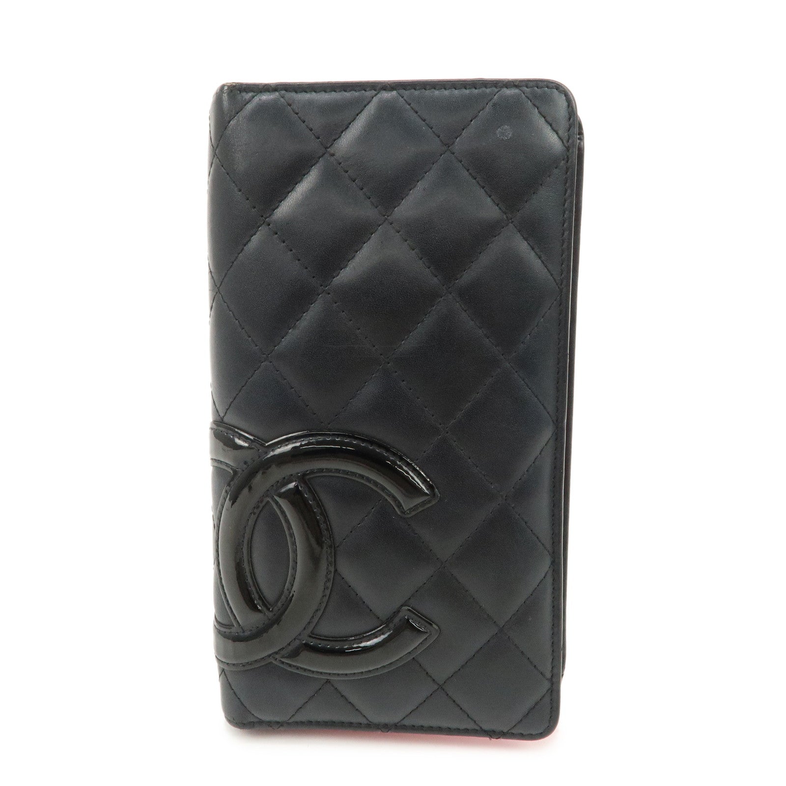 CHANEL-Cambon-Line-Patent-Leather-Bi-fold-Wallet-Black-A26717