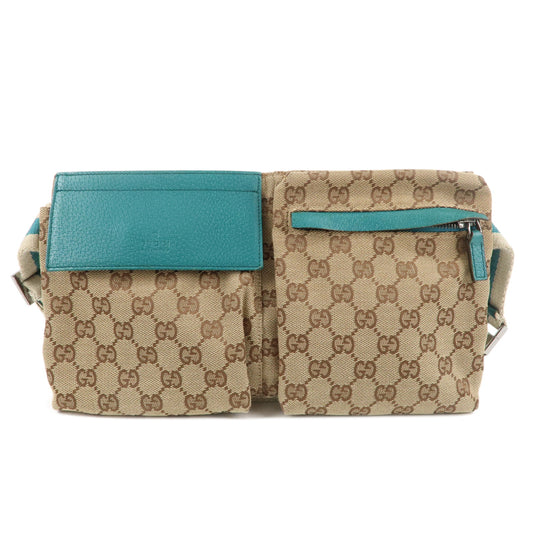 GUCCI-GG-Canvas-Leather-Waist-Bag-Crossbody-Bag-Turquoise-28566