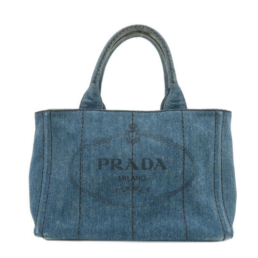 PRADA-Logo-Canapa-Canvas-2-Way-Shoulder-Bag-Hand-Bag-Denim