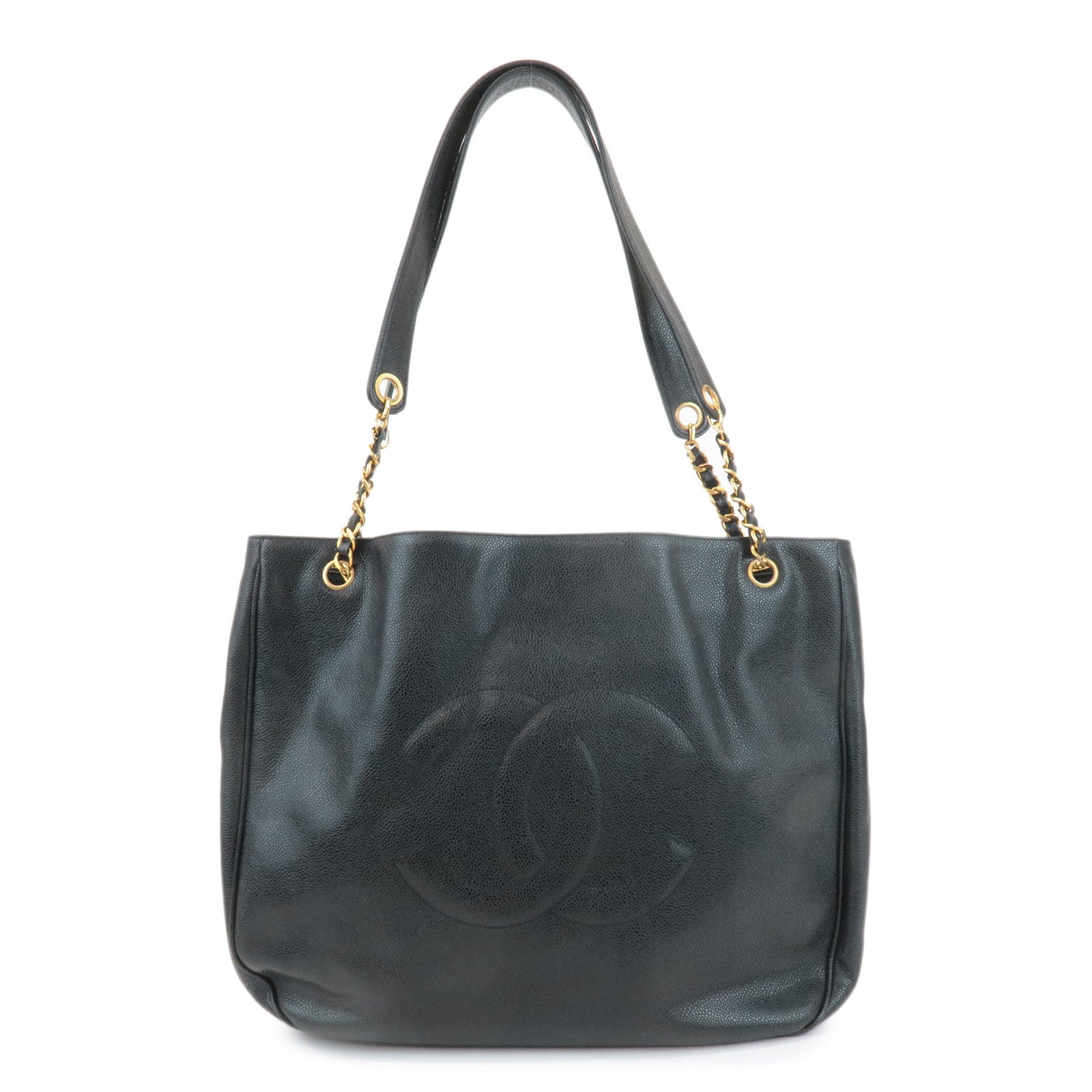 CHANEL-COCO-Mark-Caviar-Skin-Chain-Shoulder-Bag-Gold-Hardware