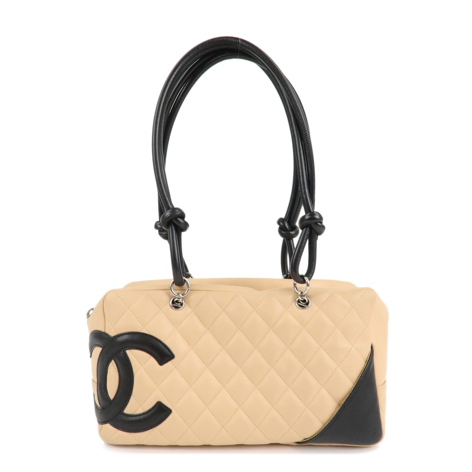 CHANEL-Cambon-Line-Lamb-Skin-Bowling-Bag-Hand-Bag-Beige-A25171