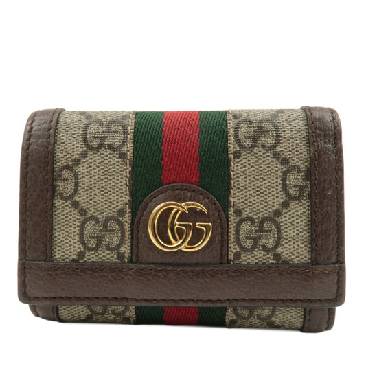 GUCCI-Ophidia-GG-Supreme-Leather-Folded-Wallet-Beige-Brown-644334