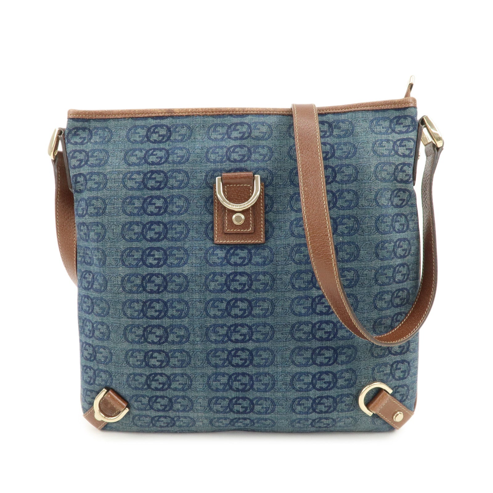 GUCCI-Interlocking-Abbey-Denim-Leather-Shoulder-Bag-131326