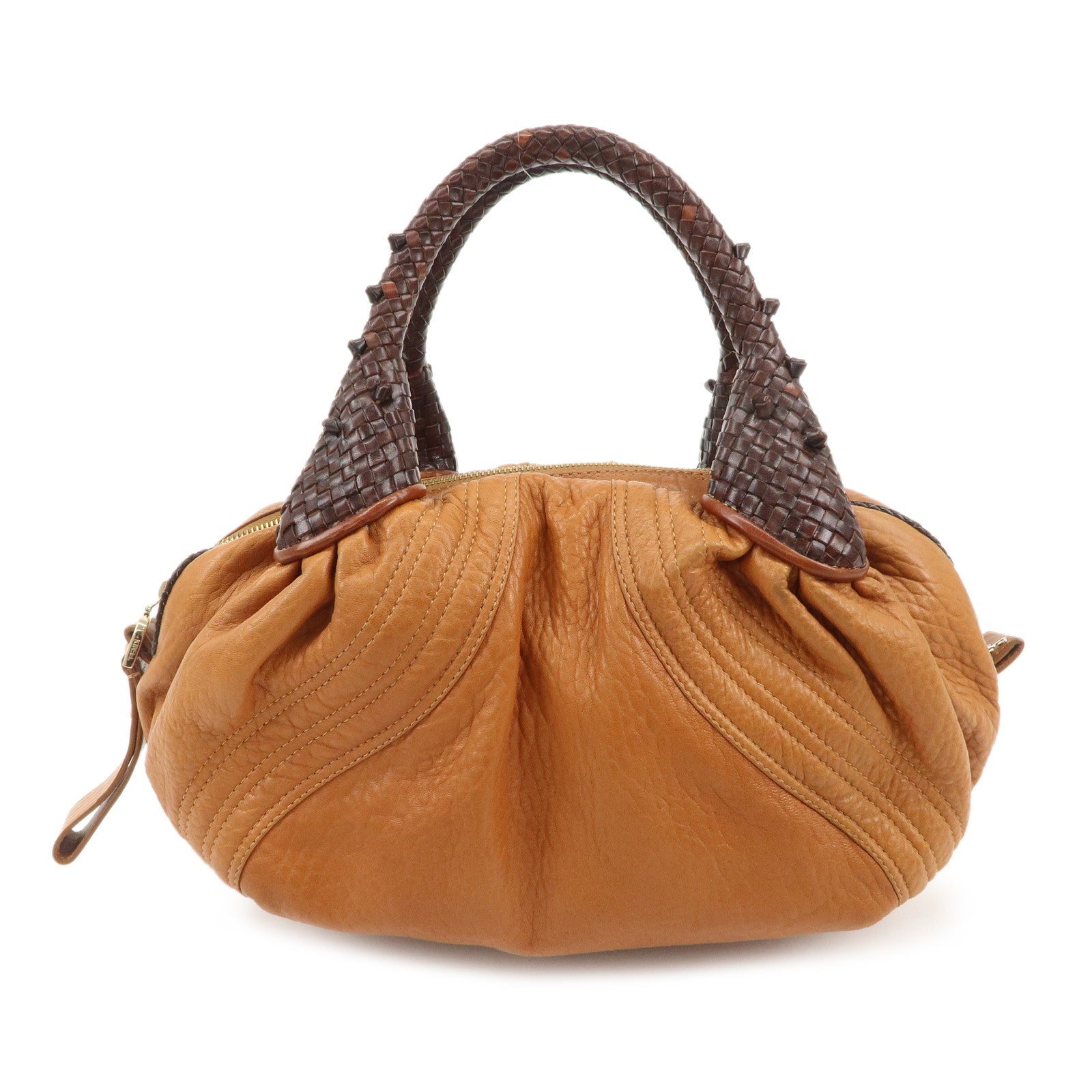 FENDI-Leather-Mini-Spy-Bag-Hand-Bag-Brown-Dark-Brown-8BL078