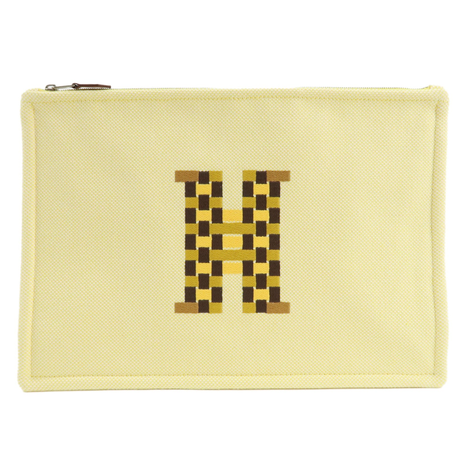 HERMES-Canvas-Leather-H-Tissage-Yellow-Brown