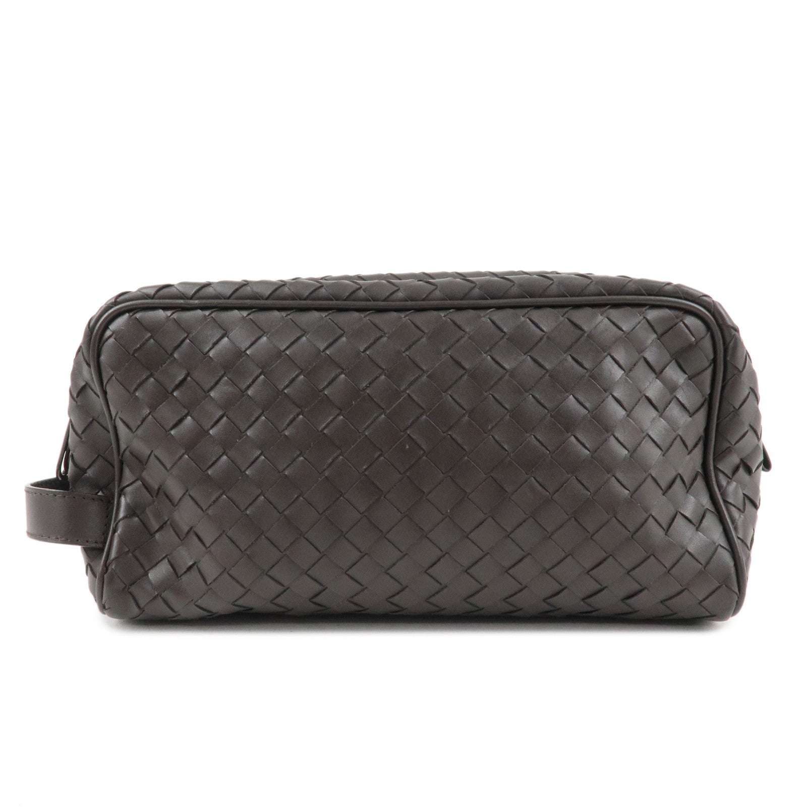 BOTTEGA-VENETA-Intrecciato-Leather-Second-Bag-Dark-Brown