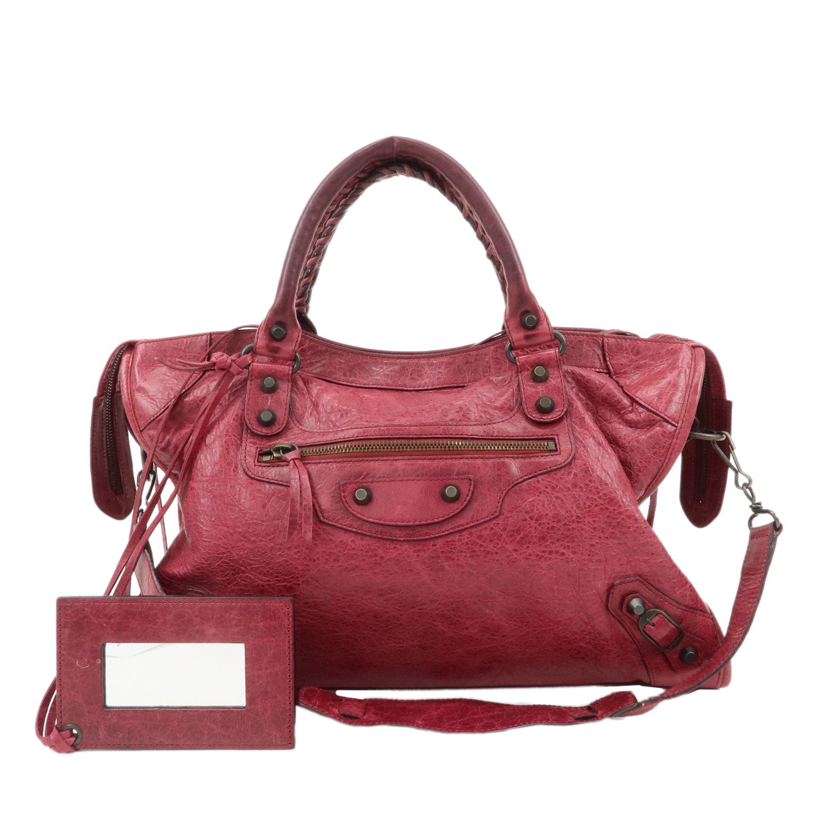 City Bag ep vintage luxury Store Red The 2Way BALENCIAGA 115748 dct Leather Flex Cross Body Bag Unisex Hand