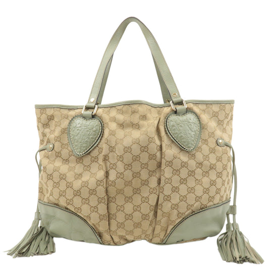 GUCCI-GG-Canvas-Leather-Tote-Bag-Beige-Light-Green-211954