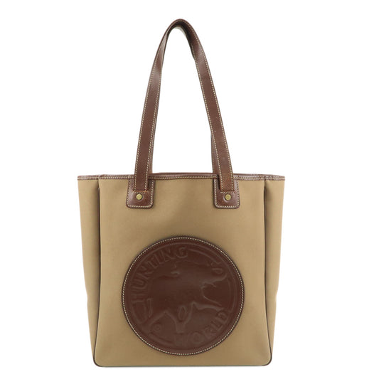 HUNTING-WORLD-Canvas-Leather-Tote-Shoulder-Bag-Khaki-Green-Brown