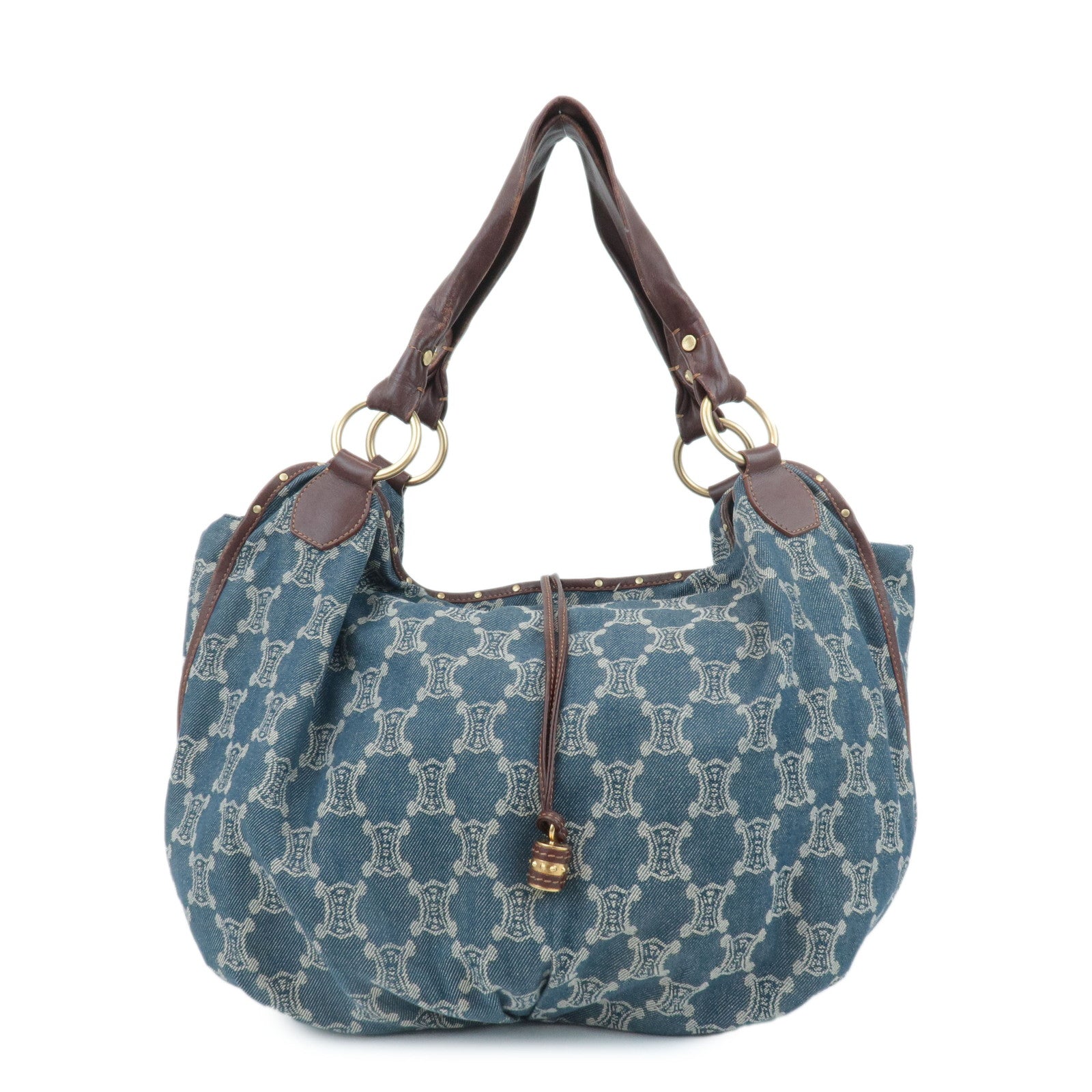 CELINE-Macadam-Denim-Leather-Bitter-Sweet-Shoulder-Bag