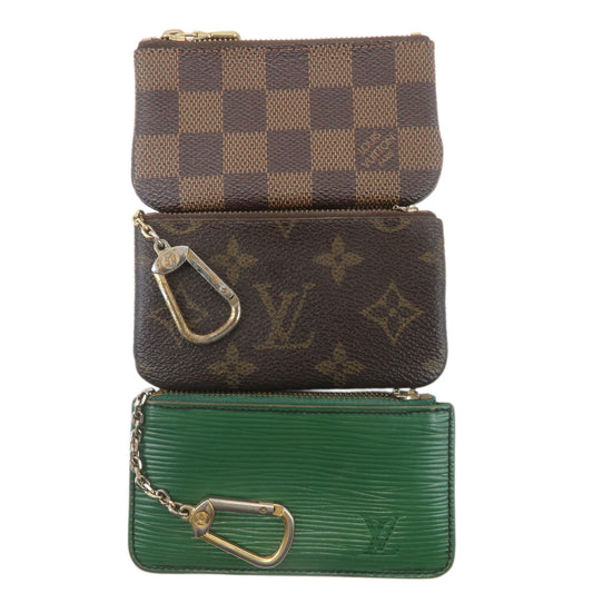 Louis-Vuitton-Monogram-Damier-Epi-Set-of-3-Pochette-Cles-Coin-Case