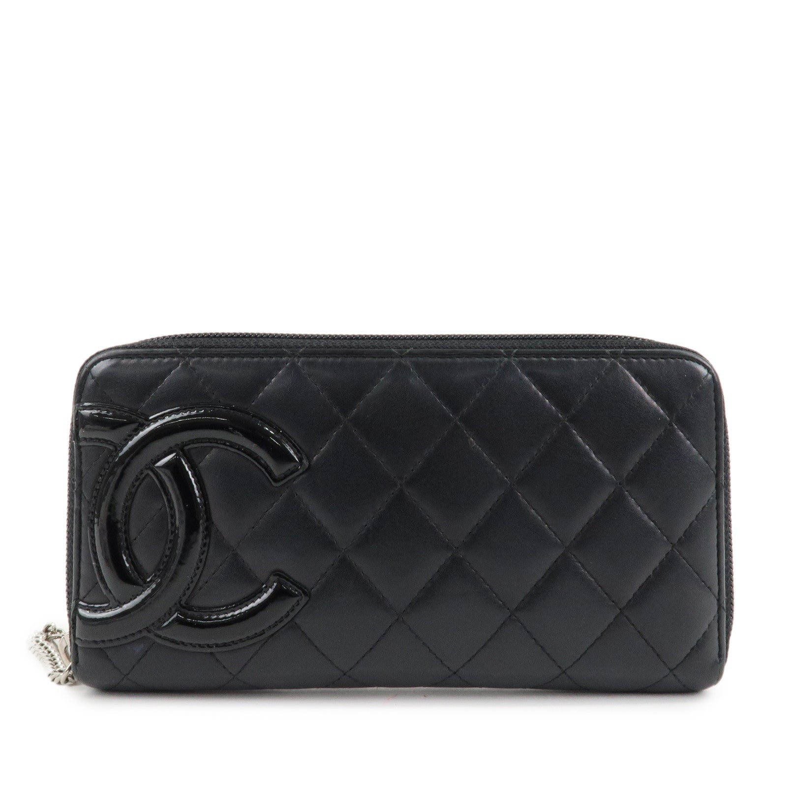 CHANEL-Cambon-Line-Patent-Leather-Zip-Around-Long-Wallet-A50078