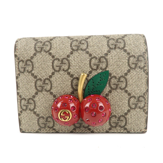GUCCI-GG-Supreme-Leather-Cherry-Compact-Bi-fold-Wallet-476050