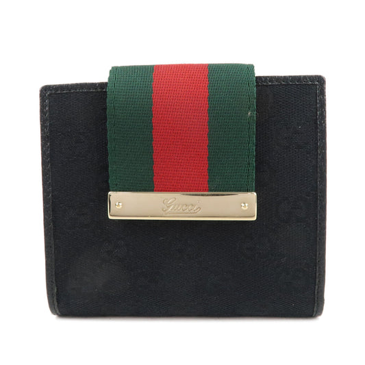 GUCCI-Sherry-GG-Canvas-Leather-Bifold-Wallet-Black-181669