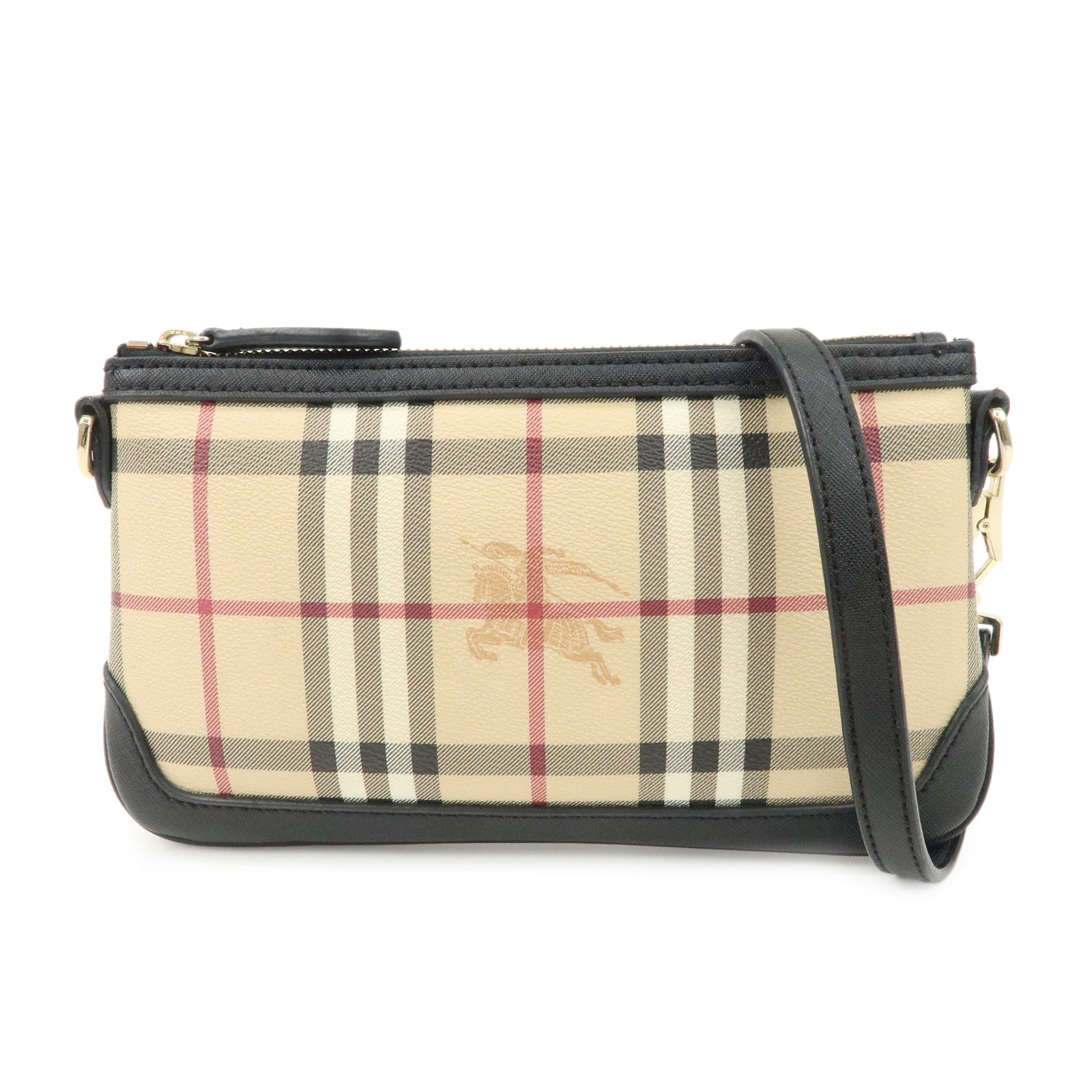 BURBERRY-Nova-Plaid-PVC-Leather-Shoulder-Bag-Hand-Bag-Black