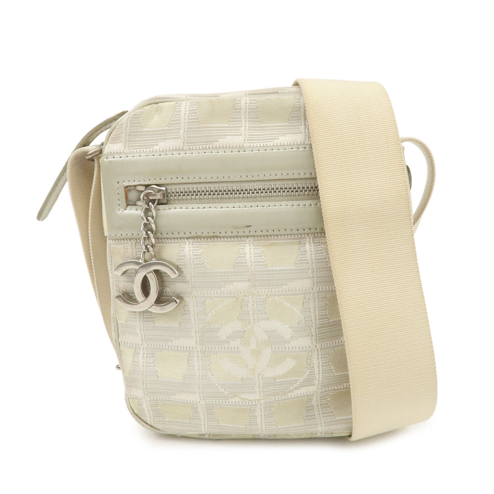 CHANEL-New-Travel-Line-Nylon-Jacquard-Leather-Shoulder-Bag