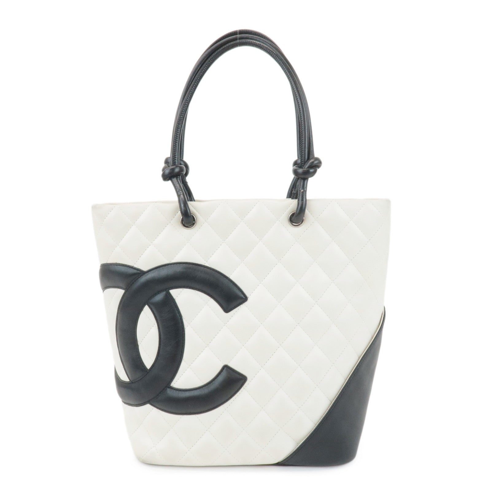 CHANEL-Cambon-Line-Lamb-Skin-Medium-Tote-Bag-Shoulder-Bag-A25167