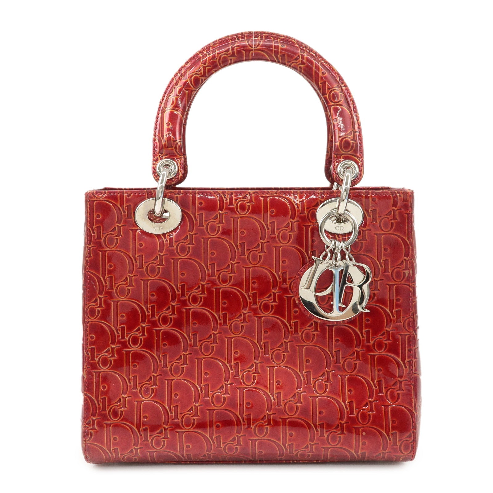 Christian-Dior-Trotter-Lady-Dior-Patent-Leather-Hand-Bag-MA-0091