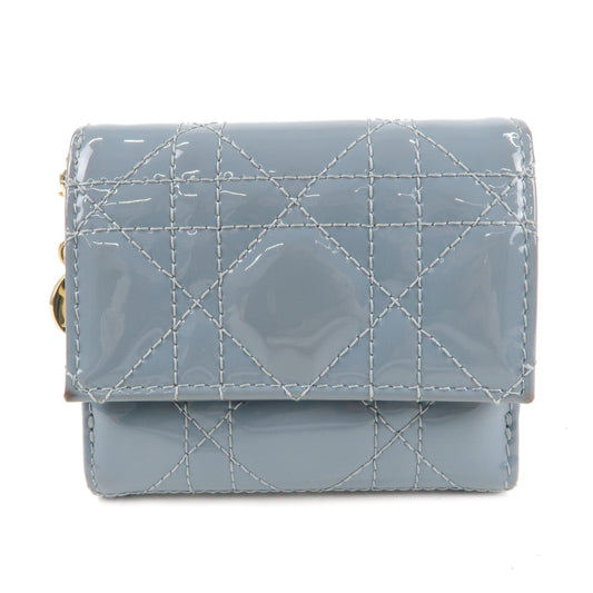 Christian-Dior-Cannage-Patent-Leather-Lotus-Wallet-Cloud-Blue