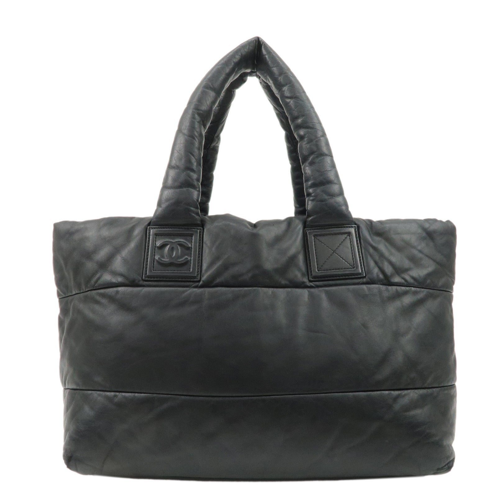CHANEL-COCO-Cocoon-Lamb-Skin-Tote-Bag-Shoulder-Bag-MM-Black-A47107