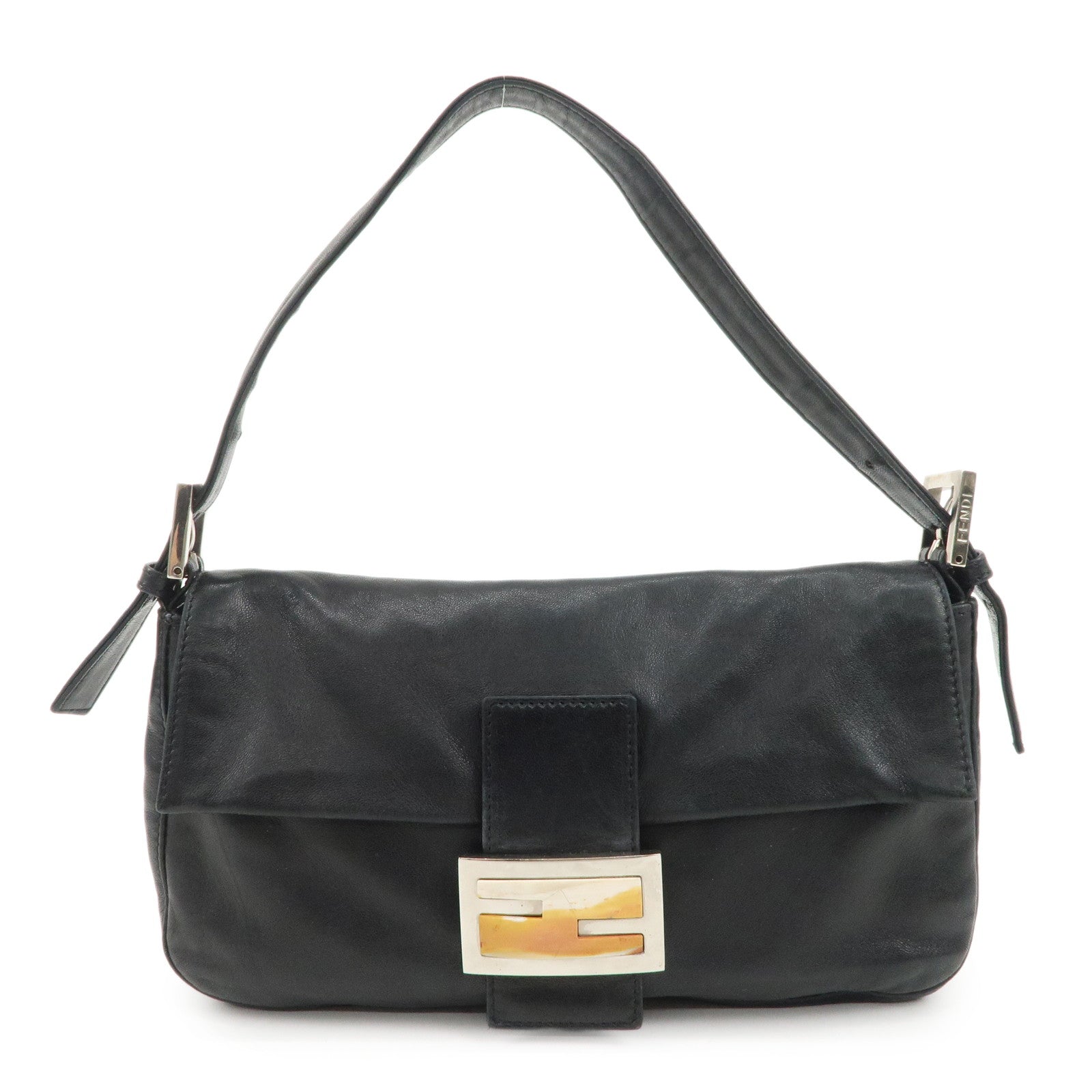 FENDI--Mamma-Baguette-Leather-Shoulder-Bag-Hand-Bag-Black-26424