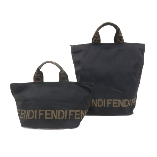 FENDI-Set-of-2-Nylon-Tote-Bag-Hand-Bag-Black