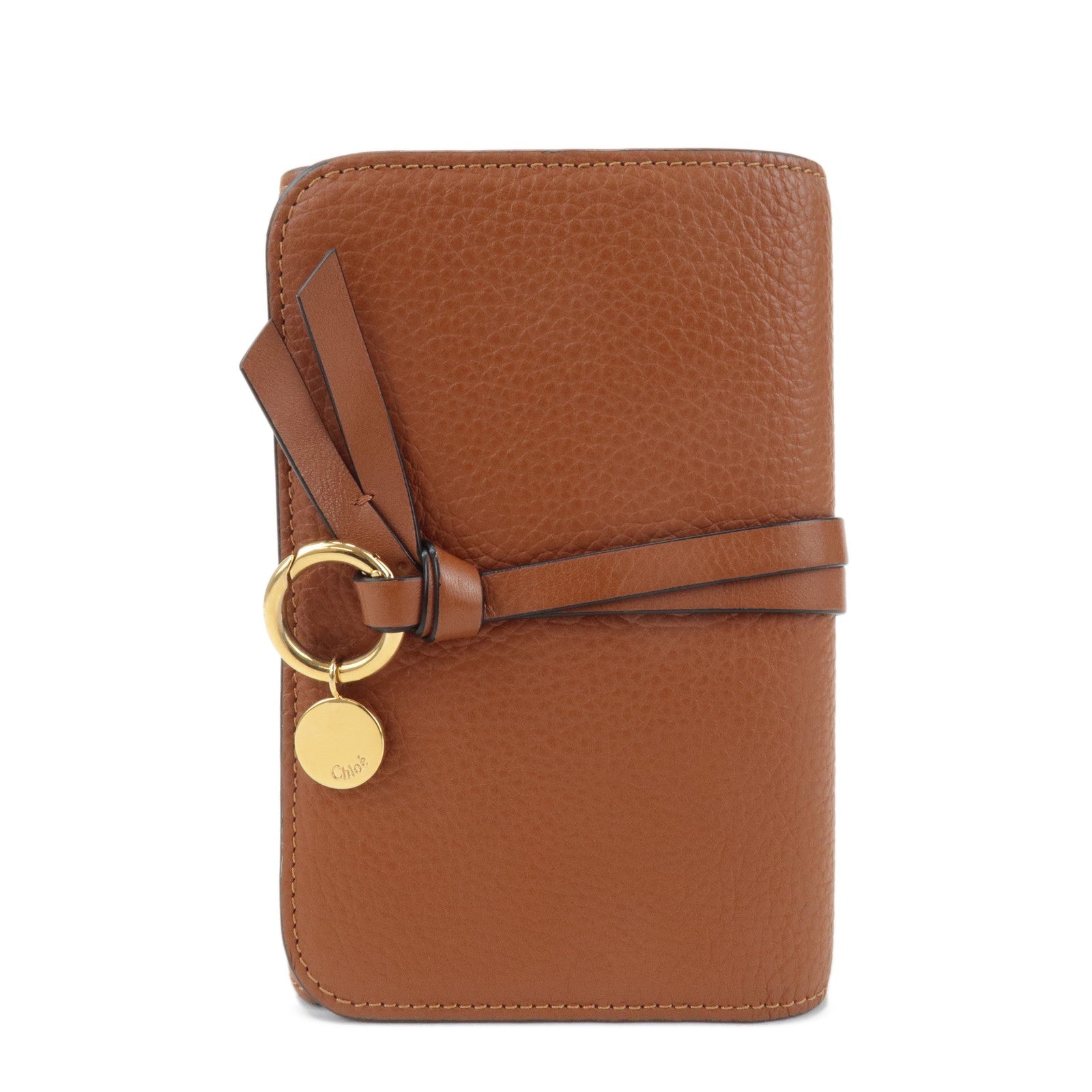 CHLOE-Alphabet-Leather-Small-Tri-fold-Compact-Wallet-Brown
