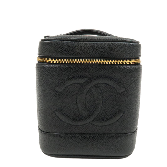 CHANEL-Caviar-Skin-Vanity-Bag-Hand-Bag-Cosmetic-Bag-Black-A01998