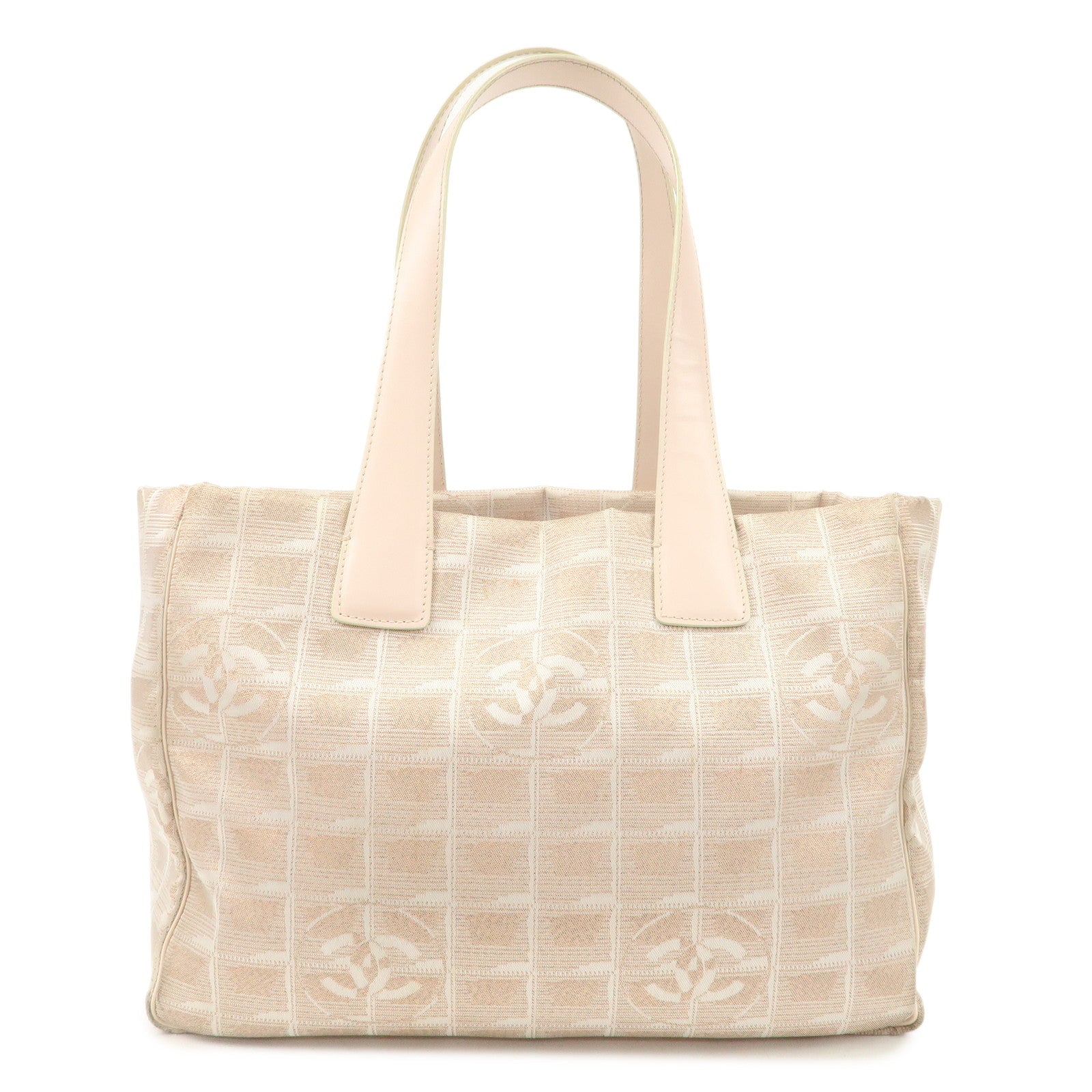 CHANEL-New-Travel-Line-Nylon-Jacquard-Leather-Tote-Bag-Pink-A15991