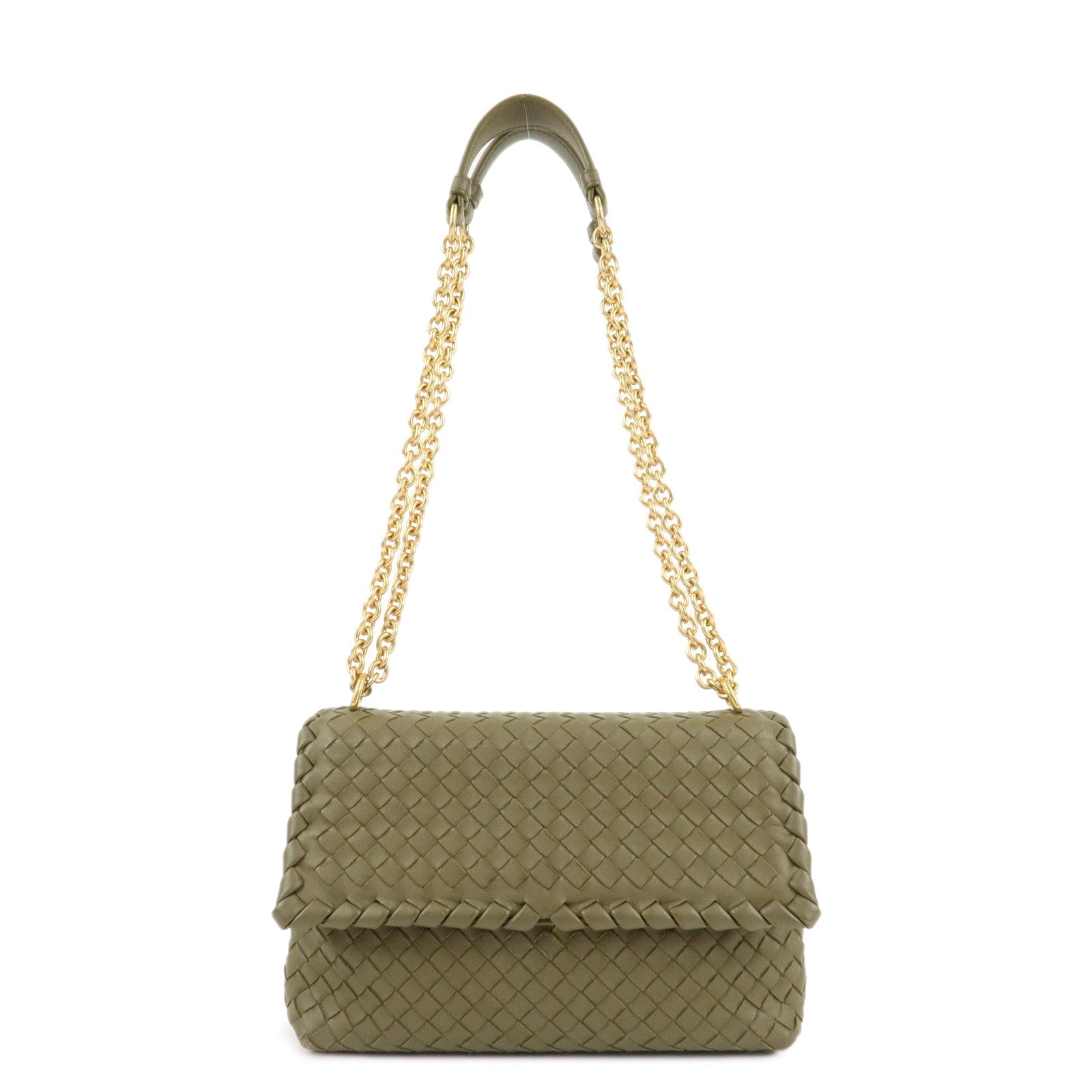 BOTTEGA-VENETA-Intrecciato-Leather-Olympia-Chain-Shoulder-Bag