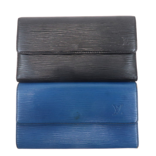 Louis-Vuitton-Epi-Set-of-2-Long-Wallet-Black-Blue-M63382-M63575