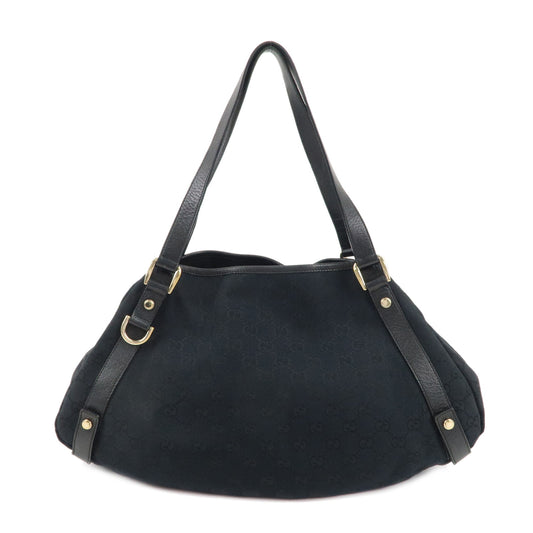 GUCCI-Abbey-GG-Canvas-Leather-Tote-Bag-Shoulder-Bag-Black-130736