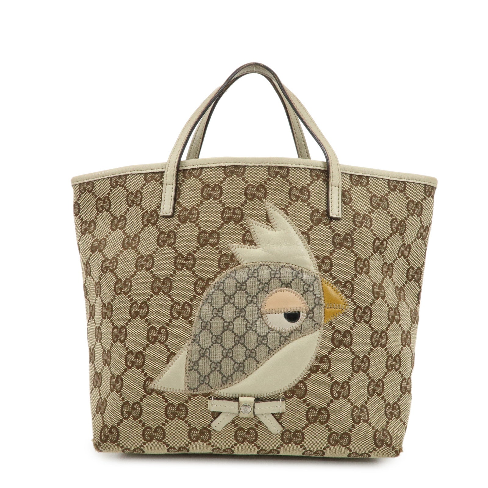 GUCCI-Children's-ZOO-GG-Canvas-Leather-Papagallo-Tote-Bag-271101