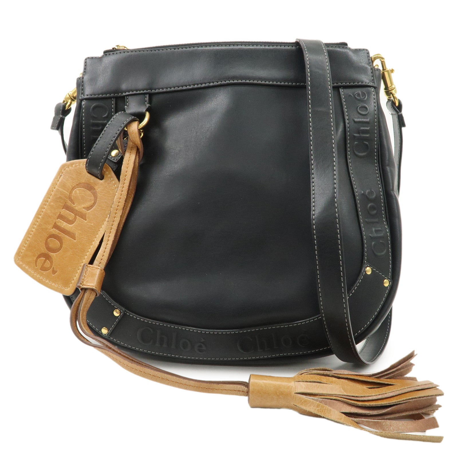 Chloe-Eden-Leather-Tassel-Shoulder-Bag-Black-Brown