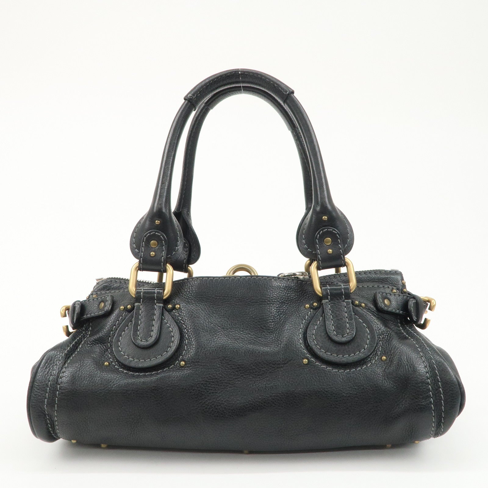 Chloe Paddington Leather Hand Bag Black Gold Hardware Used