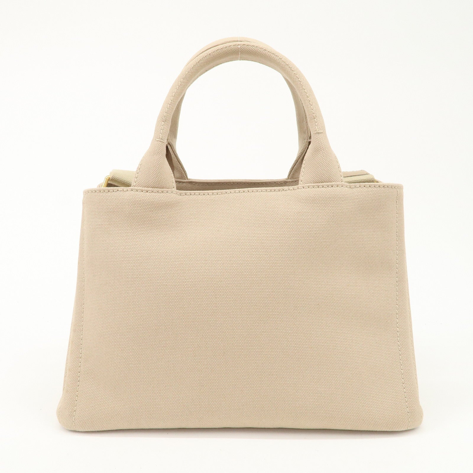 PRADA Hibiscus Canapa Mini Canvas Leather 2Way Bag Beige 1BG439 Used