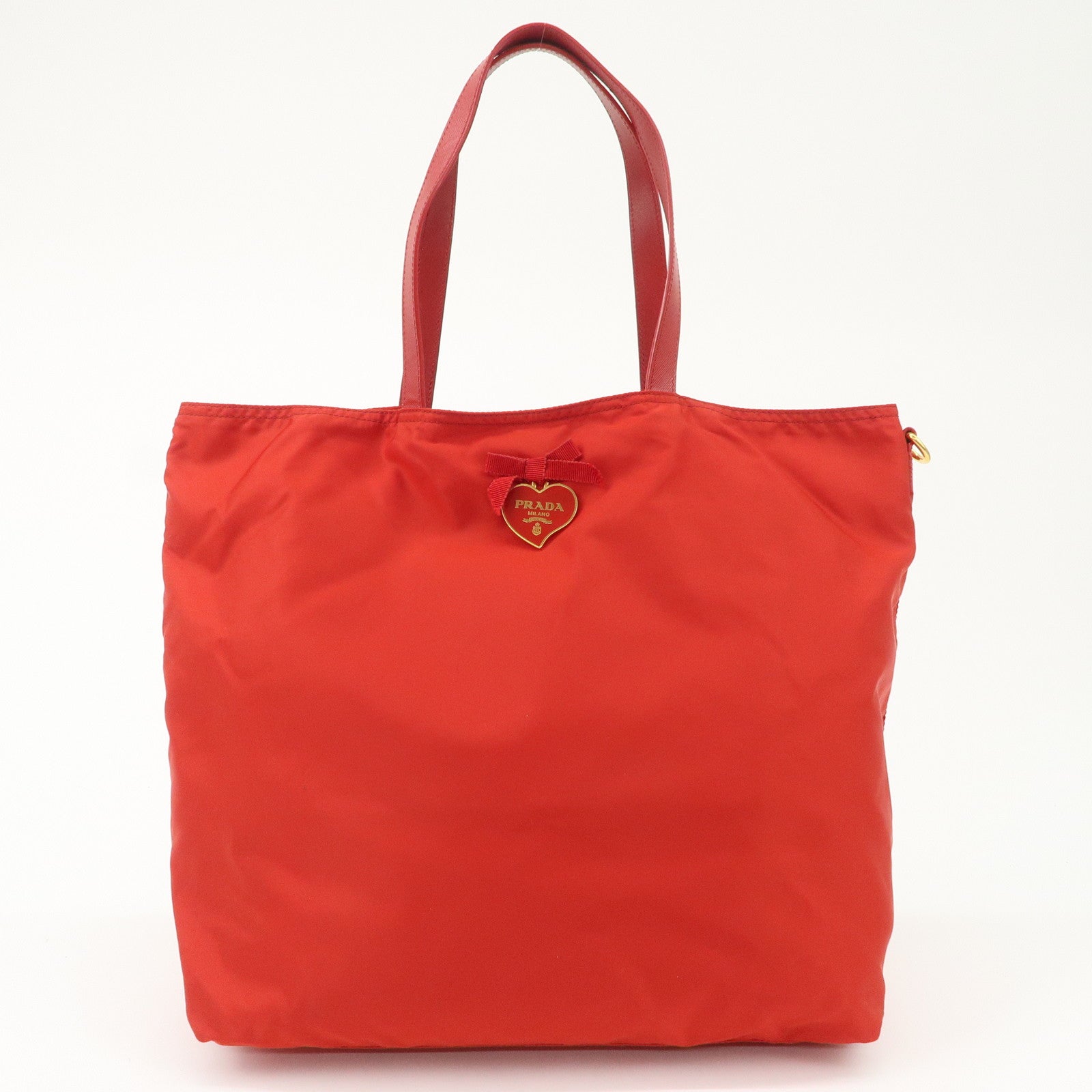 AuthenticPRADA Nylon Leaather Panda Tote Bag Shoudler Bag Red BR4249 Used
